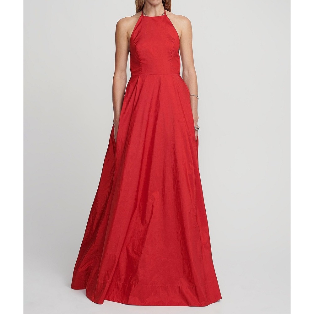 Hansen & Gretel Gilda Gown Red Halter Neck Maxi Dress Formal Evening Size M